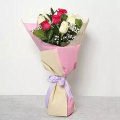 Pink and White Roses Bouquet - Birthday Gifts for Boyfriend in Dubai