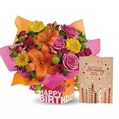 Birthday Flower Arrangement with Greeting Card : Birthday Flowers For Colleague