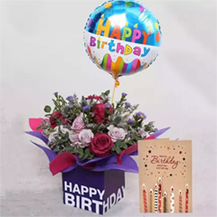 Birthday Balloon Flower and Card Combo - New Arrival Flowers