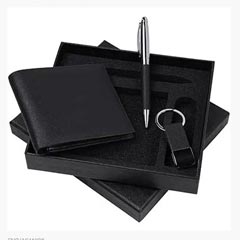 Leather Pen Keychain Wallet Gift Set