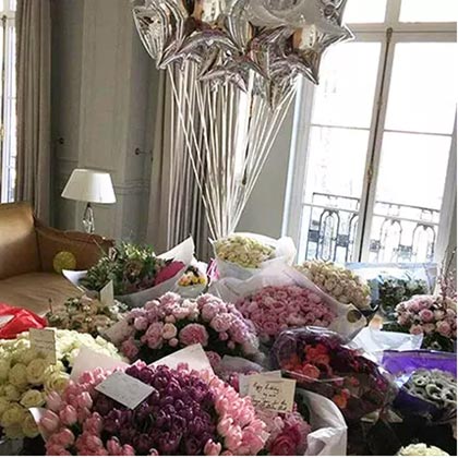 600 Mixed Flowers and Balloon Arrangement