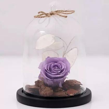 Purple Forever Rose In Glass Dome