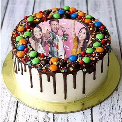 MNM Chocolate Birthday Photo Cake Half Kg