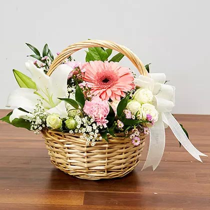 Basket Arrangement Of Gorgeous Flowers