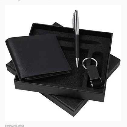 Leather Pen Keychain Wallet Gift Set